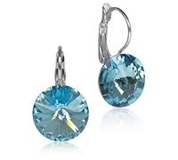 LUISIA® Rivoli orecchini con cristalli Swarovski® da 14 mm, eleganti orecchini con strass in diversi colori scintillanti, forniti con confezione regalo, diametro: 14 mm, Metallo