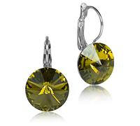 LUISIA Rivoli orecchini con cristalli Swarovski da 14 mm, eleganti orecchini con strass in diversi colori scintillanti, forniti con confezione regalo, diametro: 14 mm, Metallo, cristallo