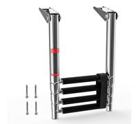 LUISLADDERS Scala pieghevole a 4 gradini per barca da pesca, capacità di 408,2 kg, in acciaio inox 316, estensione per lago, scala telescopica per piscina, barca, yacht, stagno