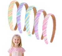Luixenir 5 fasce per capelli multicolore con paillettes per ragazze, con glitter scintillanti, larghe, antiscivolo, morbide e imbottite, accessori per capelli da indossare tutti i giorni, per lo