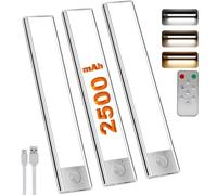 LuJasi LED Sottopensile Cucina con Telecomando, 20 cm Luce Armadio LED con Sensore di Movimento, 3000k-6000k, Dimmerabile, Ricaricabile - Per Armadio, Scale, Guardaroba, Cucina, Corridoio(3 pezzi)