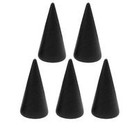 LUJIAXI 5 espositori per anelli in legno massello, a forma di cono, organizer per gioielli, portagioie, stack per vetrine, gioielli, espositori, per mostre artigianali in legno