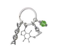 LUJIAXI Portachiavi con ciondolo a forma di DNA strumento scientifico creativo portachiavi Neurologia Biologia Anelli Studenti Chimica Organica Portachiavi