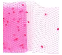 LUJIAXI Tessuto a rete per uccelli in tessuto per velo per cappelli Sinamay Fascinator che fa tessuto a rete di fornitura, Rosso rosato, Taglia unica