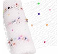 LUJIAXI Tessuto a rete per uccelli in tessuto per velo per cappelli Sinamay Fascinator che fa tessuto a rete di fornitura, Pois bianchi, Taglia unica