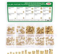 Lukaisen 180 pezzi Set di inserti filettati e punte di saldatura, M2 M2,5 M3 M4 M5 Inserto filettato Aiuto alla fusione per inserti filettati Dadi a pressione per stampa 3D Filetto fuso in ottone