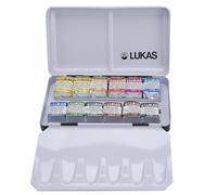 Lukas Aquarell 1862 scatola metallo con 12 demi-godet assortiti e 2 tavolozza ripiegabili,pittura acquerello