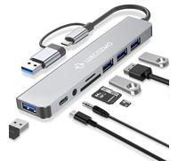 LUKCOZMO Hub USB C Hub USB Splitter USB 7 in 1 Estensore USB con 4 porte USB 1 porta USBC Lettore di schede TF/SD Uscita audio compatibile con MacBook/Pad Pro/Dell/HP Laptop/Telefoni.., 2218TU
