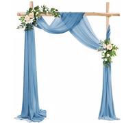LUKDUNG Arco per matrimonio, tenda orizzontale, 75 cm x 600 cm, in chiffon, in tulle, decorazione per matrimoni, fotografia, feste, arco, cerimonia, blu polvere