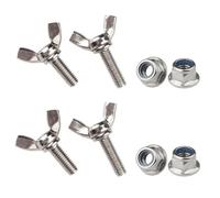 Lukery 4-Set Viti ad alette M10 con Dadi di bloccaggio flangiati in acciaio inox 304,Pomelli di serraggio ad alette (M10x80mm)