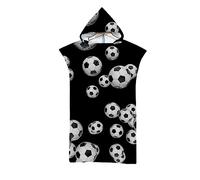 Lukery Bambini Asciugamano con Cappuccio, Sport di Palla Poncho da Bagno Bambino Asciugamano da Spiaggia Assorbente Accappatoio da Surf per Adult Ragazze Ragazzi (60x110cm,Nero)