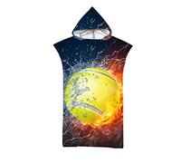 Lukery Bambini Asciugamano con Cappuccio, Sport di Palla Poncho da Bagno Bambino Asciugamano da Spiaggia Assorbente Accappatoio da Surf per Adult Ragazze Ragazzi (75x140cm,Baseball)