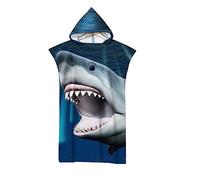 Lukery Bambini Asciugamano con Cappuccio, Stampa Squalo 3D Poncho da Bagno Bambino Asciugamano da Spiaggia Assorbente Accappatoio da Surf per Adult Donna Uomo (80x145cm,squalo MAKO)