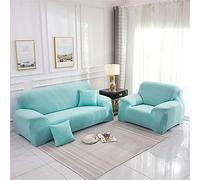 Lukery Colori Solidi Copridivani Elastici 1 2 3 4 Posti, Super Morbido Elasticizzato Fodera per Divano Antiscivolo Universale Copridivani con Braccioli Copertura Divano (Blu Cielo,4 posti)