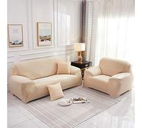 Lukery Colori Solidi Copridivani Elastici 1 2 3 4 Posti, Super Morbido Elasticizzato Fodera per Divano Antiscivolo Universale Copridivani con Braccioli Copertura Divano (Champagne,2 posti)