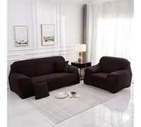 Lukery Colori Solidi Copridivani Elastici 1 2 3 4 Posti, Super Morbido Elasticizzato Fodera per Divano Antiscivolo Universale Copridivani con Braccioli Copertura Divano (caffè Scuro,3 posti)