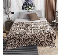 Lukery Coperta Pile Invernale Super Morbido Calda per Divano e Campeggio all'aperto, Tutte Le Stagioni (100x120, Stampa Leopardo)