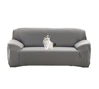 Lukery Copridivani Elastici 1 2 3 4 Posti, Super Morbido Elasticizzato Fodera per Divano Antiscivolo Copridivani Universale Copertura Divano per Gatti/Cani (Grigio,3 posti)