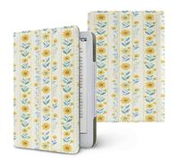 Lukery Floreale Pastorale 3D Custodia per Kindle, 6.8" e 7" Cover Protettiva in Pelle PU con Supporto Pieghevole e Cinturino a Mano, Accessorio per Viaggi e Lettura (Girasole 2)