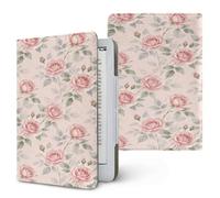 Lukery Floreale Pastorale 3D Custodia per Kindle, 6.8" e 7" Cover Protettiva in Pelle PU con Supporto Pieghevole e Cinturino a Mano, Accessorio per Viaggi e Lettura (Rosa Chiaro)