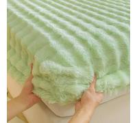 Lukery Lenzuola in Peluche Sotto con Angoli Elasticizzati, Lenzuola una Piazza e Mezza Matrimoniali Singolo Lenzuolo con Angoli Matrimoniale Elastico, Caldo, Tinta Unita (Verde Salvia 01,90x190cm)