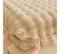 Lukery Lenzuola in Peluche Sotto con Angoli Elasticizzati, Lenzuola una Piazza e Mezza Matrimoniali Singolo Lenzuolo con Angoli Matrimoniale Elastico, Caldo, Tinta Unita (Beige 03,90x190cm)