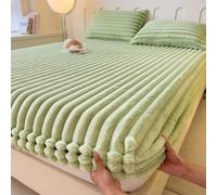 Lukery Lenzuola in Peluche Sotto con Angoli Elasticizzati, Lenzuola una Piazza e Mezza Matrimoniali Singolo Lenzuolo con Angoli Matrimoniale Elastico, Caldo, Tinta Unita (Verde chiaro,C)