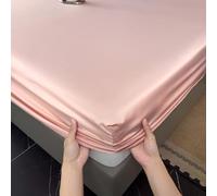 Lukery Lenzuola Sotto con Angoli Elasticizzati, Lenzuola una Piazza e Mezza Matrimoniali Singolo Lenzuolo, Angoli Matrimoniale Fascia Elastico Tasca, Tinta Unita (Rosa 05,180x200cm)
