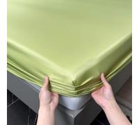Lukery Lenzuola Sotto con Angoli Elasticizzati, Lenzuola una Piazza e Mezza Matrimoniali Singolo Lenzuolo, Angoli Matrimoniale Fascia Elastico Tasca, Tinta Unita (Verde 08,200x220cm)