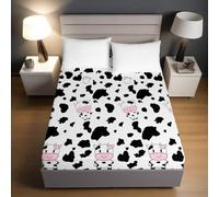 Lukery Lenzuola Sotto con Angoli Elasticizzati, Lenzuola una Piazza e Mezza Matrimoniali Singolo Lenzuolo, Angoli Matrimoniale Fascia Elastico Tasca, Stampe per Animali (Custine vitello,140x190cm)