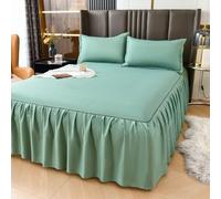 Lukery Lenzuola Sotto Elasticizzati con Gonna, Lenzuola una Piazza e Mezza Matrimoniali Singolo Lenzuolo, Angoli Matrimoniale Fascia Elastico Tasca, Tinta Unita (Verde salvia,150x200cm)