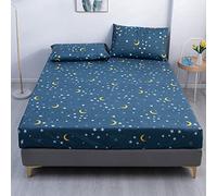 Lukery Lenzuola Sotto Poliestere con Angoli, Impermeabile Lenzuola Elasticizzato Altezza 30 cm, Coprimaterasso per Singolo Matrimoniale Una Piazza e Mezza (Stella,200x220cm)