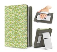 Lukery Stile Pastorale Daisy Custodia per Kindle, 6.8" e 7" Cover Protettiva in Pelle PU con Supporto Pieghevole e Cinturino a Mano, Accessorio per Viaggi e Lettura (Verde)