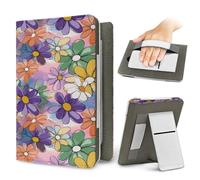 Lukery Stile Pastorale Daisy Custodia per Kindle, 6.8" e 7" Cover Protettiva in Pelle PU con Supporto Pieghevole e Cinturino a Mano, Accessorio per Viaggi e Lettura (Colorato)