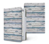 Lukery Stile Retrò Venatura del Legno Custodia per Kindle, 6.8" e 7" Cover Protettiva in Pelle PU con Supporto Pieghevole e Cinturino a Mano, Accessorio per Viaggi e Lettura (Grigio)