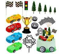 Lukinuo Racing Car Cake Decorations 38pcs Racing Car Cake Topper Compleanno Decorazione per Torta Boy's Kids Racing Car Theme Accessori Compleanno Festa Favors