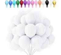 LUKIUP 100 palloncini bianchi da 10 pollici, palloncini in lattice, palloncin arcobaleno per matrimoni, carnevale, Halloween, Natale, feste di compleanno dei bambini