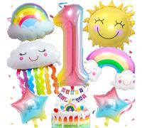 LUKIUP 20 Pezzi Decorazioni Palloncini Arcobaleno 1 Anni, 1/2/3/4/5 anni palloncini colorati, Decorazioni Compleanno 1 Anni Addobbi per Tema Colorato Compleanno Bambini Festa