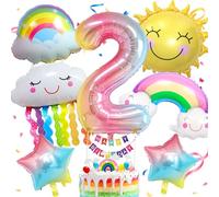 LUKIUP 20 Pezzi Decorazioni Palloncini Arcobaleno 2 Anni, 1/2/3/4/5 anni palloncini colorati, Decorazioni Compleanno 2 Anni Addobbi per Tema Colorato Compleanno Bambini Festa