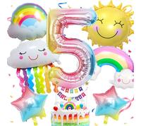 LUKIUP 20 Pezzi Decorazioni Palloncini Arcobaleno 5 Anni, 1/2/3/4/5 anni palloncini colorati, Decorazioni Compleanno 5 Anni Addobbi per Tema Colorato Compleanno Bambini Festa