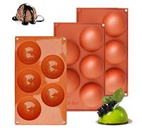 LUKIUP 3 Pezzi Stampo Silicone Semisfera, 5 Cavità Extra Large Stampi per Cioccolatini, Ø 8 cm Stampo da Forno per Fare Bombe al Cioccolato Caldo, Torta, Gelatina, Mousse a Cupola