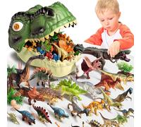 LUKIUP 46 Pezzi Dinosauro Giocattolo per Bambini, Figure Dinosauri Set con Alberi, T-Rex, Triceratop, dinosauri giocattolo Giochi Dinosauri 3 4 5 6 Anni, Regalo per Bambini Ragazzi Ragazze