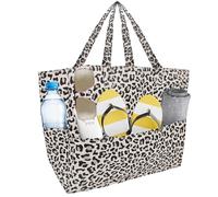 LUKIUP Borsa da spiaggia per famiglia, borsa da bagno XL con mini borsa da bagno, borsa per la spesa per viaggi, shopping e uso quotidiano, leopardo, L