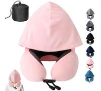 LUKIUP Cuscino da Viaggio, Cuscino Cervicale con un Cappuccio Con Borsa Portaoggetti, Cuscino Aereo per Aereo, Auto, Treno, Ufficio Autobus e Uso Domestico