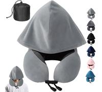 LUKIUP Cuscino da Viaggio, Cuscino Cervicale con un Cappuccio Con Borsa Portaoggetti, Cuscino Aereo per Aereo, Auto, Treno, Ufficio Autobus e Uso Domestico