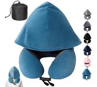 LUKIUP Cuscino da Viaggio, Cuscino Cervicale con un Cappuccio Con Borsa Portaoggetti, Cuscino Aereo per Aereo, Auto, Treno, Ufficio Autobus e Uso Domestico