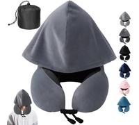 LUKIUP Cuscino da Viaggio, Cuscino Cervicale con un Cappuccio Con Borsa Portaoggetti, Cuscino Aereo per Aereo, Auto, Treno, Ufficio Autobus e Uso Domestico