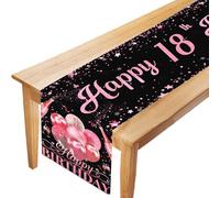 LUKIUP Oro Rosa 18° Compleanno Runner da Tavolo, Corridore da Tavolo Decorazioni, Runner da Tavola per Compleanno 18°, 180 x 35 cm- per Bambini, Ragazze, Ragazzi, Compleanni, Feste