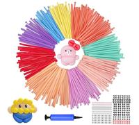 LUKIUP Palloncini Modellabili Lunghi per Animali con Pompa, 100 Pezzi Magici Colorati, Lattice E Adesivi per Occhi, per Feste, Compleano, Matrimonio, Anniversario