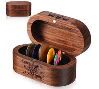 Lukmaa Regalo per la festa del papà, in noce nero, con 1 plettro in legno e 6 plettri in celluloide in 3 spessori, squisiti accessori per chitarra, regali per padre, musicisti, insegnanti di musica
